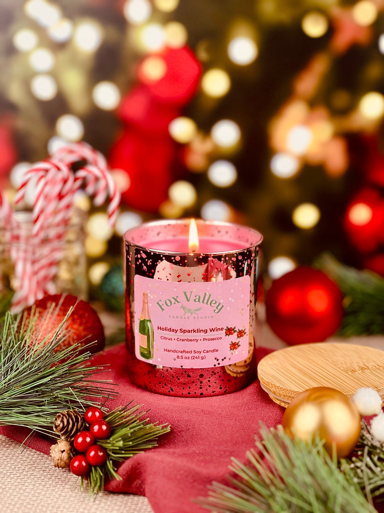 Holiday Sparkling Wine (Citrus • Cranberry • Prosecco) 8.5 oz Candle