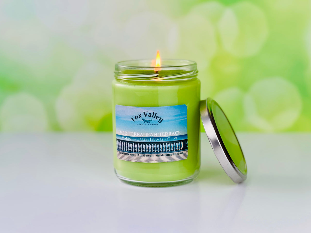 Mediterranean Terrace (Marine • Green Leaves • Olive) 12 oz Candle