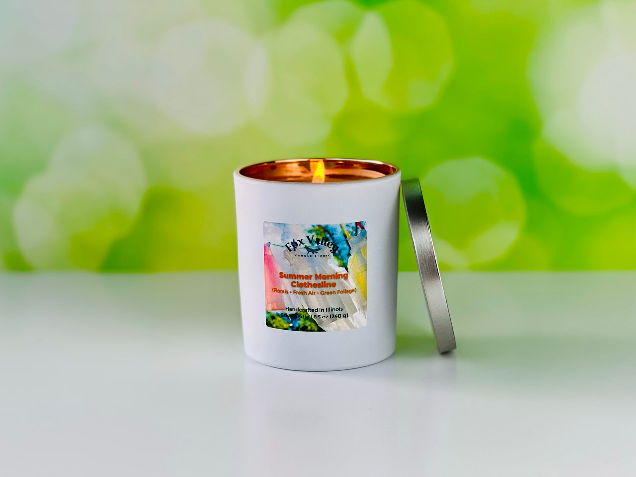 Summer Morning Clothesline (Florals • Fresh Air • Green Foliage) 8.5 oz Candle
